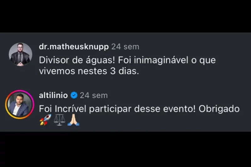 Júri Experience depoimento e resultados prints de alunos