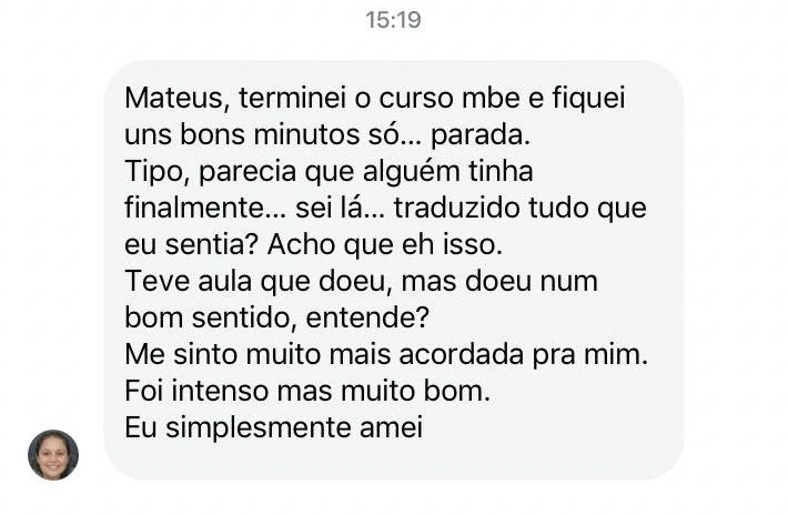 MBE - Método de Blindagem Emocional depoimento e resultados prints de alunos